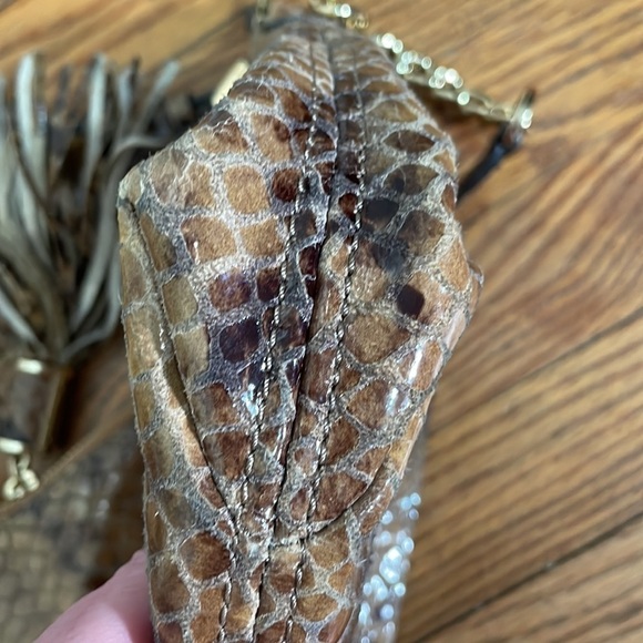 Michael Kors Embossed Leather Crossbody Bag Brown Python Snakeskin - Picture 11 of 13